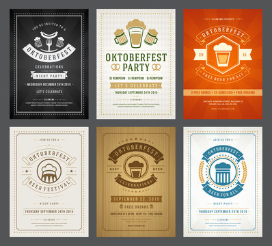 Oktoberfest beer festival celebration retro typography posters or flyers