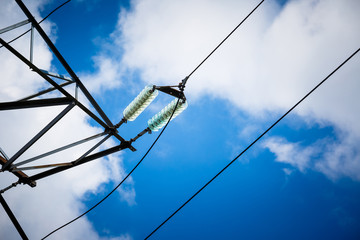 High voltage post. High voltage tower sky background. Electricity is the major energy of the world.