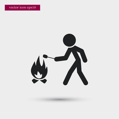 Bonfire icon. Simple camp element illustration. Holiday symbol design from summer collection. Can be used in web and mobile.