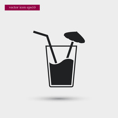 Cocktail icon. Simple drink element illustration. Holiday symbol design from summer collection. Can be used in web and mobile.