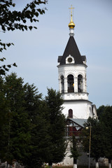 Theotokos-Christmas monastery in Vladimir, Russia.  Popular touristic landmark. Blue sky background.