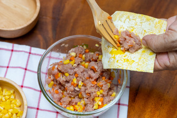 boiled pork dumpling with soup