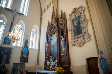 Interior view of a modern church with empty pews