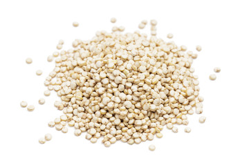 Small pile og quinoa seeds isolated on white background