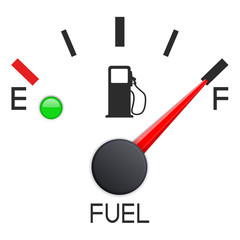 Fuel gauge. Full tank. Car dashboard scale