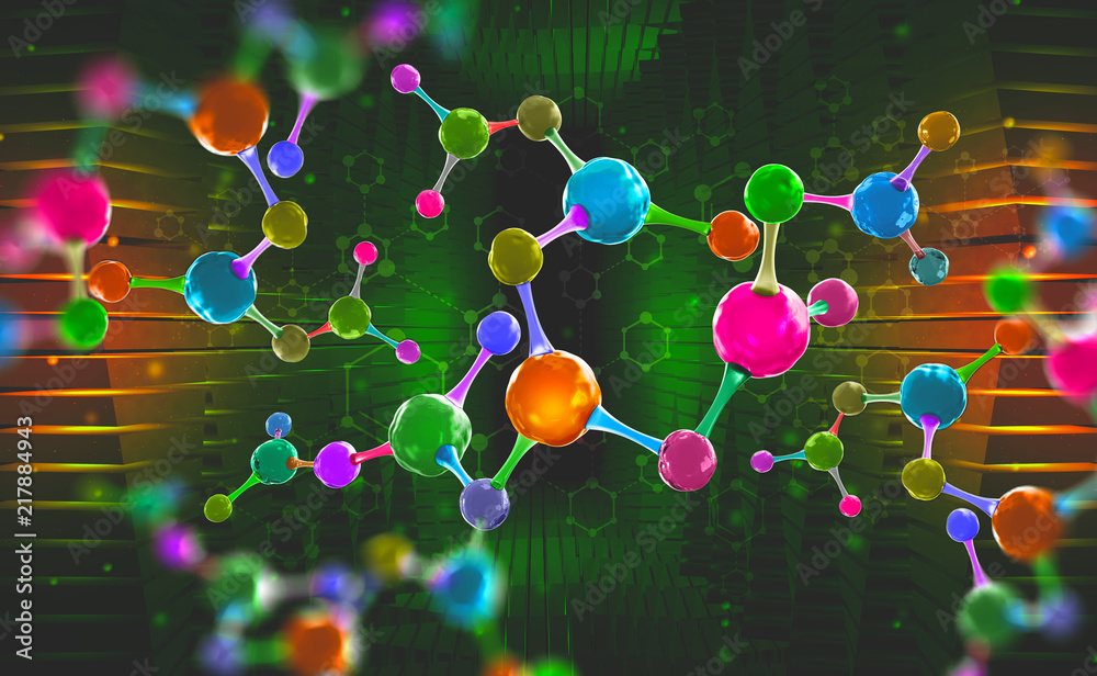 Leinwandbilder molecule. hi tech technology in the field of genetic engineering. scientific breakthrough in molecul