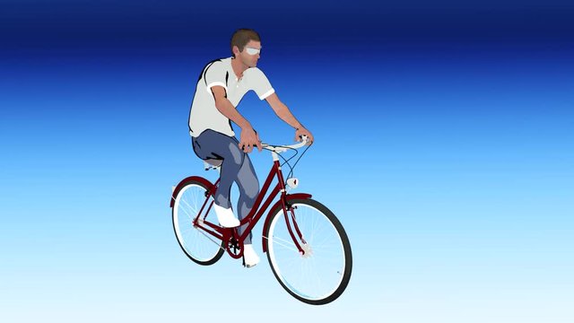 cartoon a man on a Bicycle