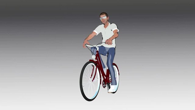 cartoon a man on a Bicycle