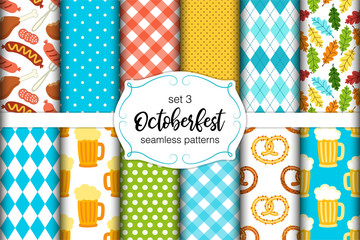 Cute set of seamless traditional Octoberfest patterns