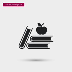 Books with apple icon. Simple school element illustration. Vector symbol design from education collection. Can be used in web and mobile.