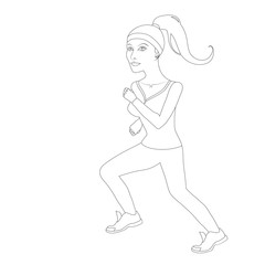 Girl is running in the field vector illustration