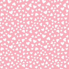 Vector white heart seamless pattern Isolated on pink background.