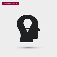 Idea icon. Simple head element illustration. School symbol design from education collection. Can be used in web and mobile.