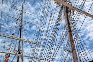 Fototapeta premium masts of a schooner and signal flags