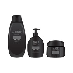 Realistic Cosmetic Bottles vector set. Tube Or Container For Cream, Ointment, Lotion. Cosmetic Vial for Shampoo. Mock Up Illustration