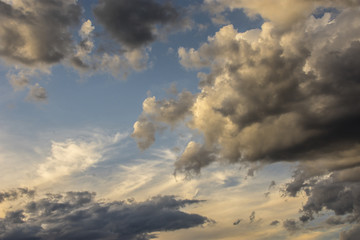 Fototapeta na wymiar sunset sky with clouds - close up - texture