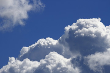 Sky with clouds and swallow, blue sky blue clouds of black swallows.