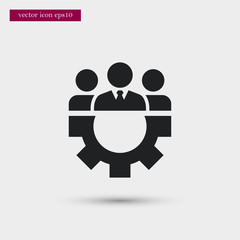 Teamwork with gear icon. Simple HR element illustration. Work symbol design from business collection. Can be used in web and mobile.