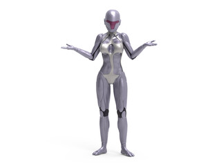 Robotic Cyber Woman is arguing 3D Rendering