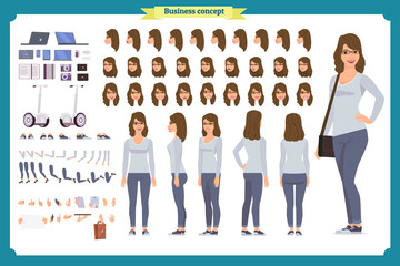 Young woman, casual clothes. Character creation set. Full length