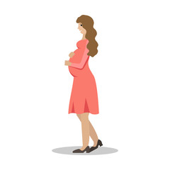 Vector illustration of the pregnant woman in a profile.
