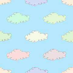 seamless symmetrical ornament with colorful clouds vector illustration
