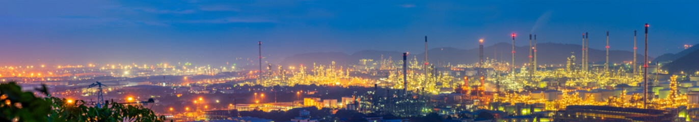 panorama of oil refinery and mountain background