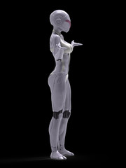 Robotic Cyber Woman is arguing 3D Rendering