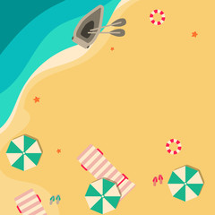 Sea or ocean sand beach in top view, flat design summer vacation background vector graphics - 217890328