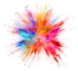 Gardinen Explosion von farbigem Pulver auf weißem Hintergrund © Jag_cz
