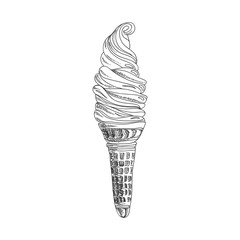 vector hand drawn ice cream in waffle croissant Illustration