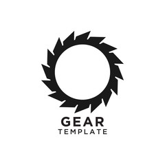 Woodworking gear logo design template vector element