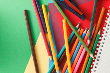 Notebook and pencils