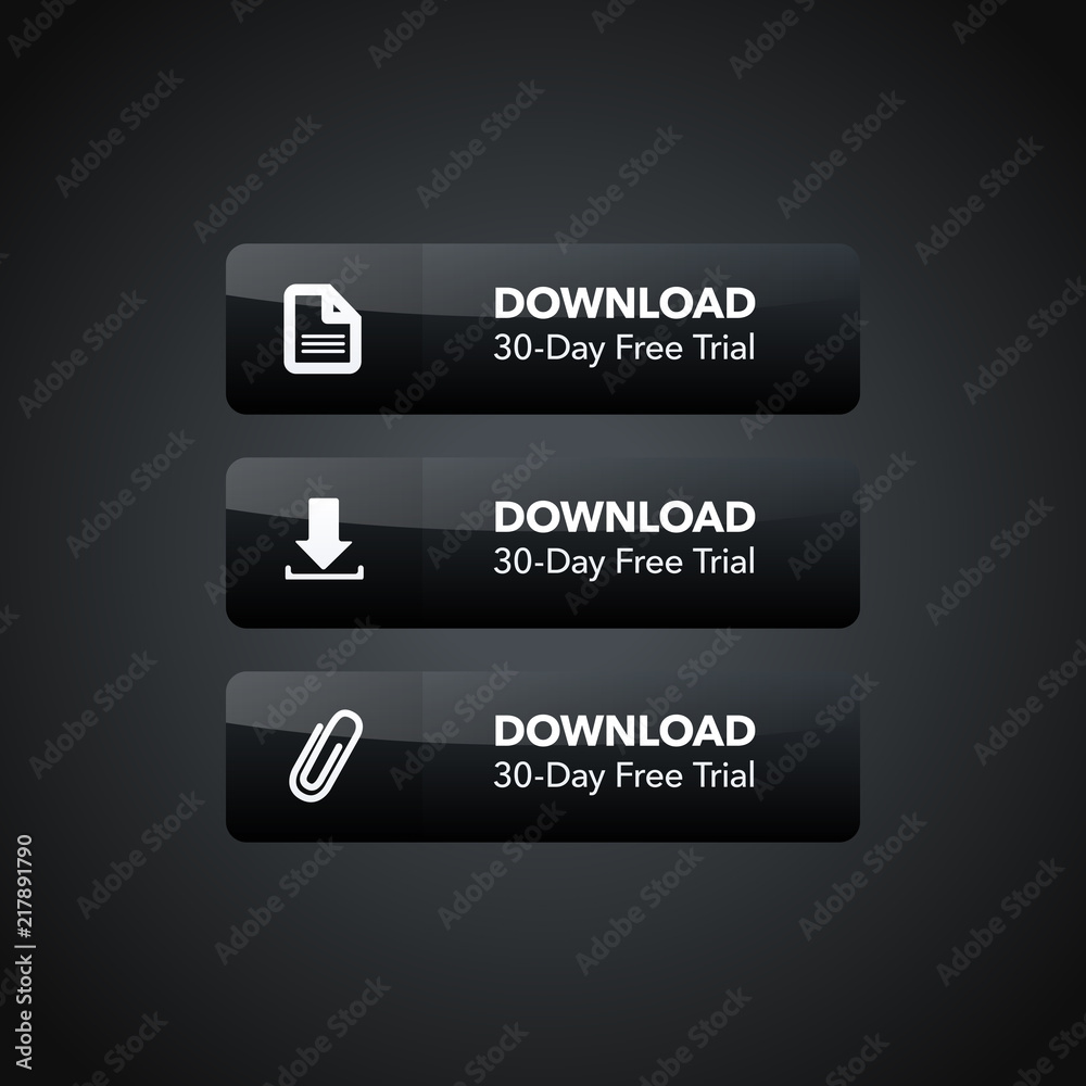 Poster vector illustration web element download icon button set collection on black background.