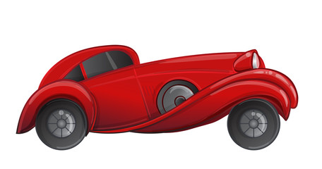 Art deco style red car. Vector illustration. Roaring Twenties. Classic automobile.