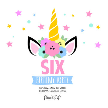 Simple unicorn birthday invitation
