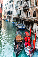 Beautiful view of water street and old buildings in Venice, ITALY