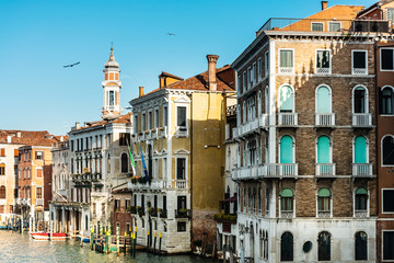 Traditional street view of old buildings in Venice, ITALY