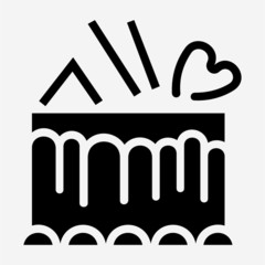 Glyph birthday cake pixel perfect vector icon