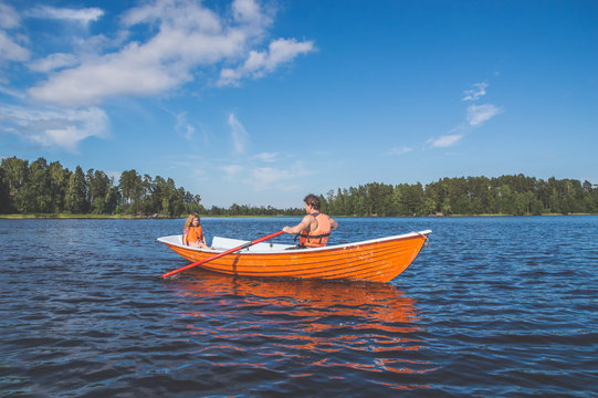 Man And The Child, The Girl In The Boat, Rowing On The Lake