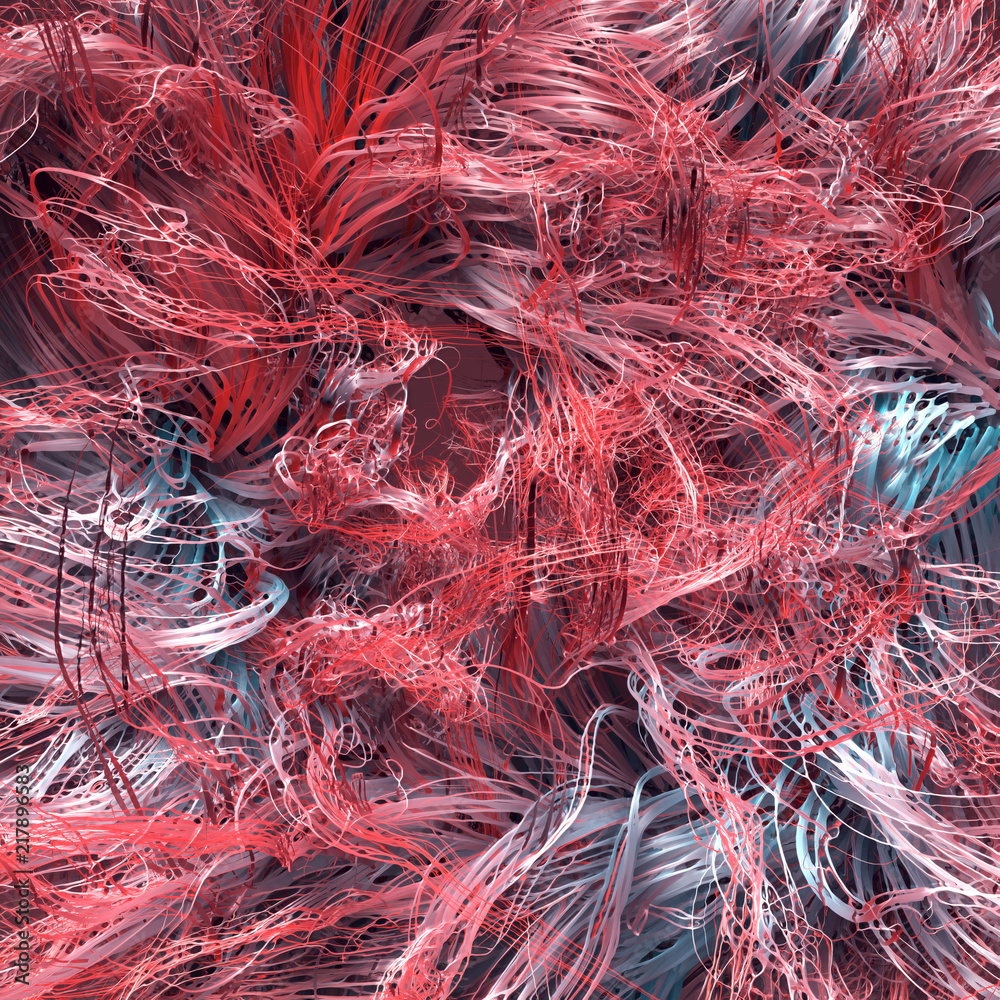 Leinwandbilder Abstract colored lines. Curl noise flow. 3d rendering