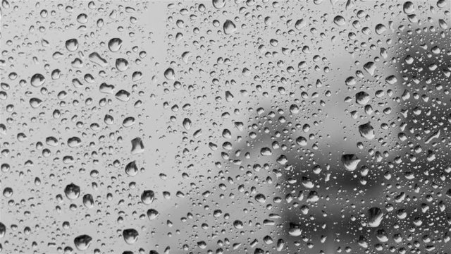 Drops of water from the rain on the window