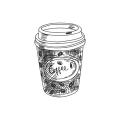 vector hand drawn coffee to go Illustration.