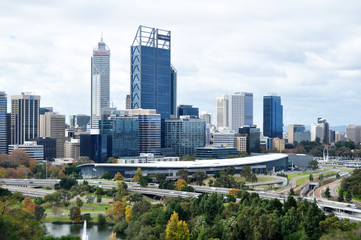 Fototapeta na wymiar View landscape and cityscape of Perth city from Kings Park and Botanic Garden at Australia