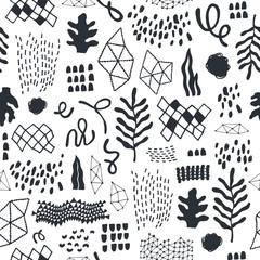 Seamless pattern with hand drawn textures.