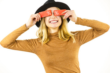 Woman after sale shopping