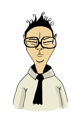 Chinese in office style clothes. Portrait. Cartoon characters