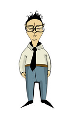 Obraz premium Chinese in office style clothes. Cartoon characters