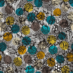 Abstract seamless pattern with hand drawn textures.
