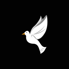 Vector illustration of beautiful shiny white dove flying